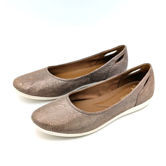 Clarks Collection Helina Alessia Ballet Flats 10 Leather Snakeskin Neutral Chic - Picture 4 of 11